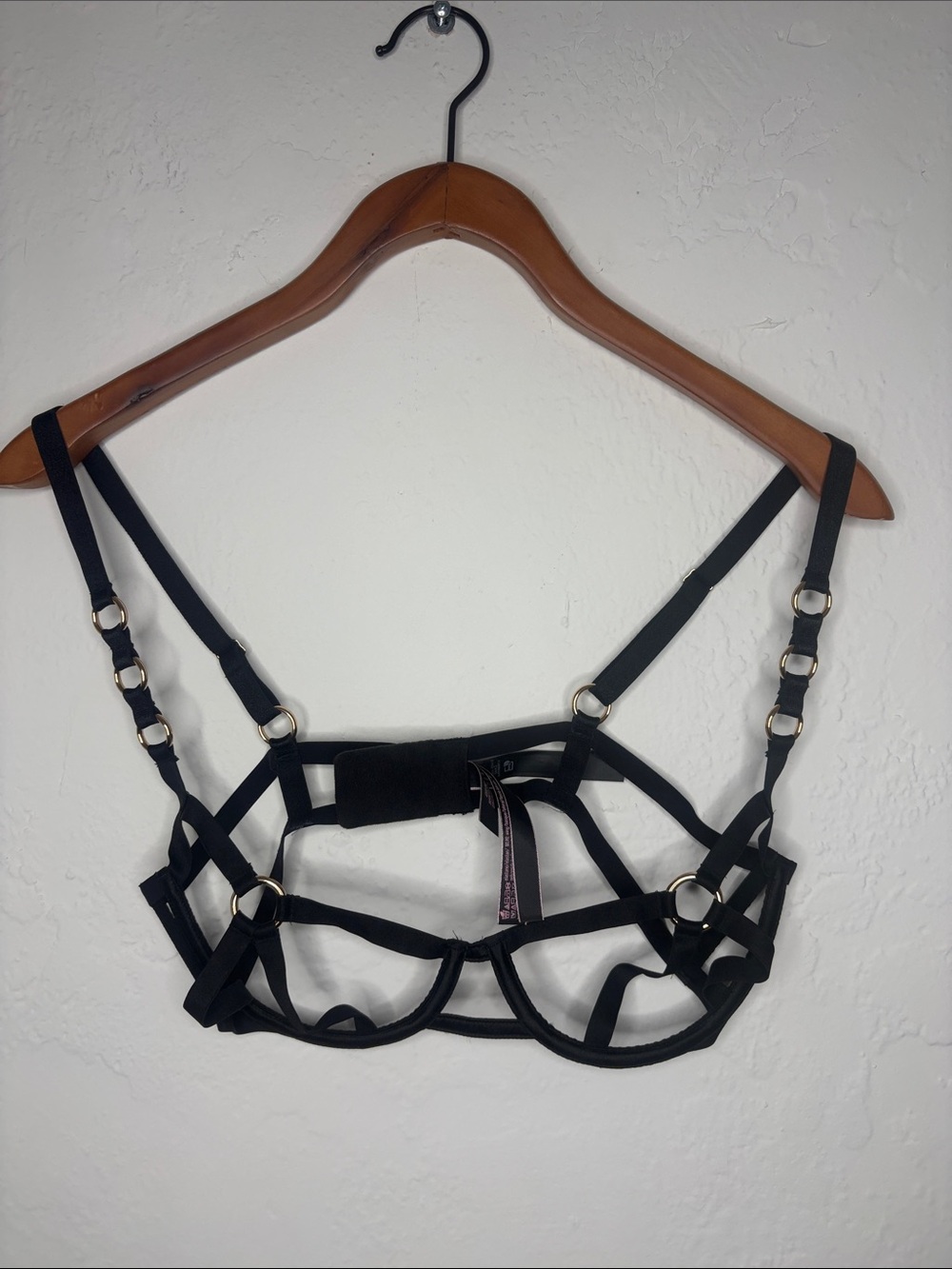 Victoria's Secret x Bluebella Black Strappy Cage Bra with Ring Details Large